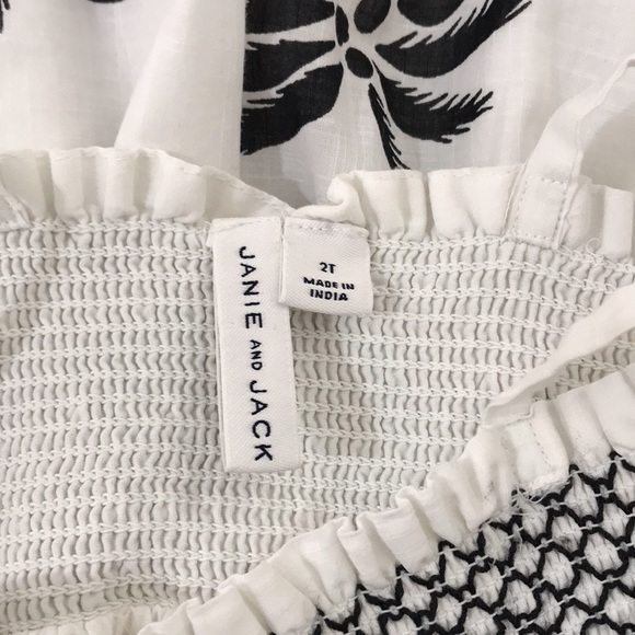 Janie and Jack Girl’s Black & White Palm Tree Sundress Dress Size 2T - Picture 5 of 7